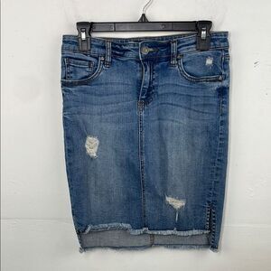 Kut from the Kloth Connie Skirt Blue Knee-length Jean Skirt size 2